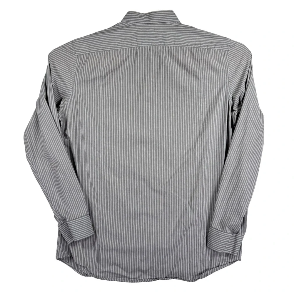 Banana Republic  Mens L Tall Gray Pinstripe Button Down Shirt Long Sleeve Pocket